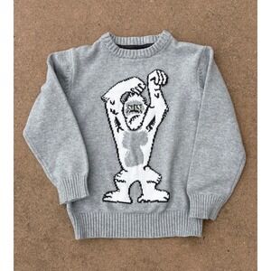 Gymboree Boys Sweater Small (5-6) Gray Monster Knit Pullover Crewneck Kids
